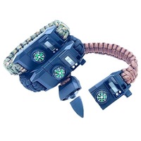 Kit de survie pour le camping en plein air, nylon pour bracelet, boussole, sifflet, outil multifonction, accessoires portables, toutes saisons