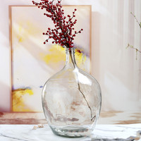 Vase artificiel en verre transparent de grande capacité pour la décoration intérieure du salon de bureau Vente en gros