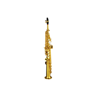 Professional Straight Soprano Saxophone Brass Instrument with Gold Lacquer Bb and Eb Tones Head Material Brass