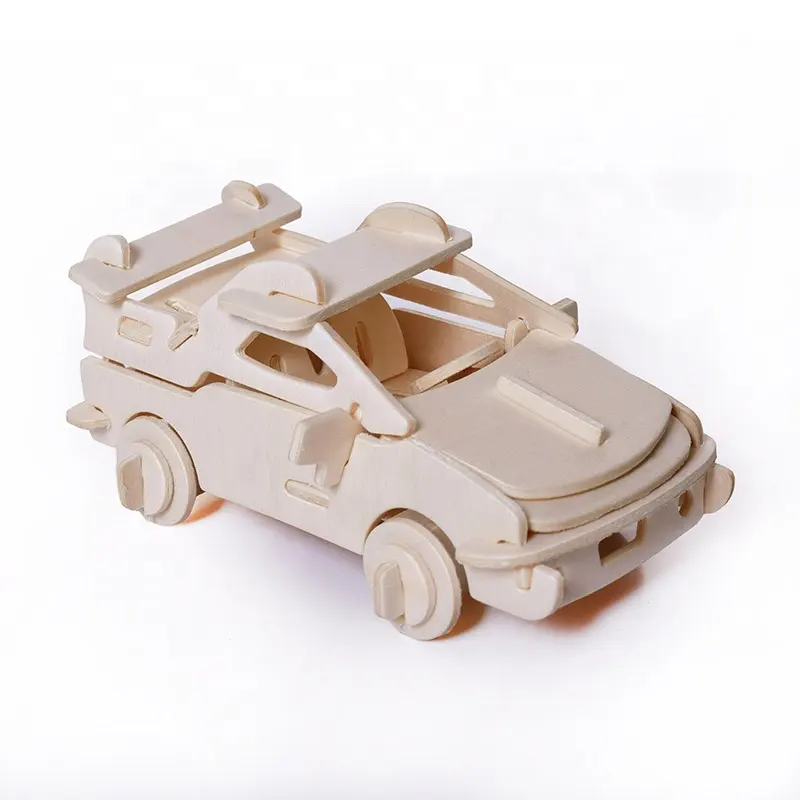 3d Wooden Sports Car Model Puzzle Game Astm Certification Jigsaw Puzzle for Toddlers