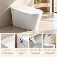 WC intelligent sans réservoir avec bidet, chauffage instantané, séchage à l'air chaud, siège chauffant et capteur de pied, chasse d'eau automatique