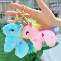 Porte-clés licorne en peluche douce de 9 cm, mini poupée licorne rose en peluche, jouet animal en peluche, porte-clés