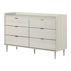 Commode à 6 tiroirs avec plateau en MDF de 36'' H x 57'' L, glissières métalliques, poignées en laiton, garantie 5 ans, idéale pour chambre principale - Product Image 2