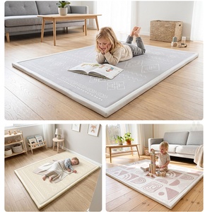 <span class=keywords><strong>Baby</strong></span> Krabbelmatte 100x100 150x200cm Verdickte Schaumstoff-Spielmatte Flanell-Oberfläche für Kinderzimmer Wohnzimmer Rutschfest - Product Image 2