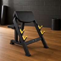 Banc de musculation commercial pour curls, station d'entraînement des biceps avec supports de barres réglables