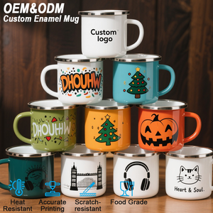 Taza de Metal Reutilizable Ecológica Personalizada, Taza de Viaje con Estampado del Horizonte de la Ciudad, Taza Esmaltada para Tiendas de Turismo - Product Image 1