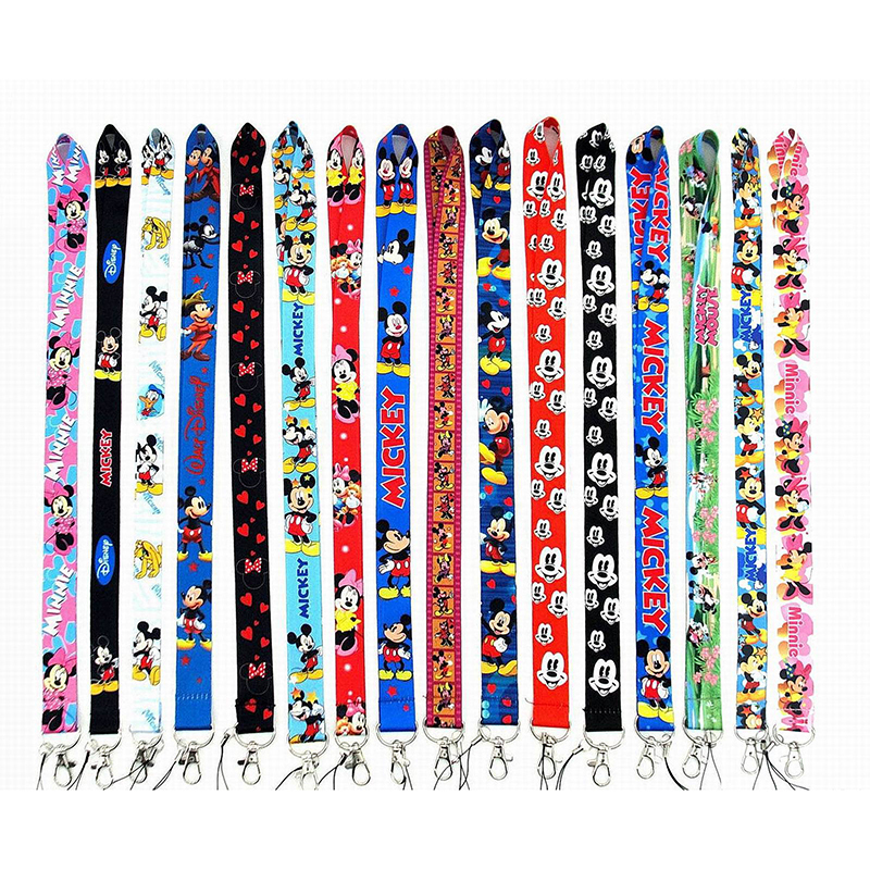Lovely Cute Cartoon Mickey Minnie Anti-Lost Lanyards Accessories Wholesale Hot Sale Printing Lanyard Custom Logo Card Keychain
