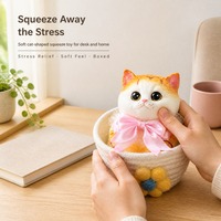 Jouet anti-stress chat de simulation, grand jouet souple en silicone à presser, sûr, écologique, peluche de haute qualité, poupée chat en peluche, pour filles, en boîte