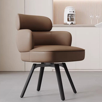 Chaise de salle à manger pivotante de style italien moderne avec revêtement en cuir, structure métallique écologique pour la maison, le bureau et les réunions informelles