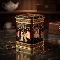 Boîte en fer blanc JH fiable et économique, carrée, avec couvercle à charnière, pour café, thé, poudre de cacao, cigarettes, lait, chewing-gum, pain, impression offset