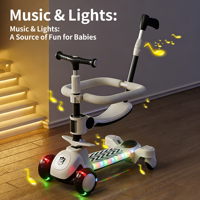 Trottinette à 3 roues pour enfants avec roues lumineuses, garde-corps de sécurité amovible, guidon pliable et réglable pour les enfants de 2 à 8 ans