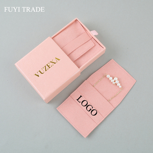 Custom Logo Printed Jewelry Drawer <b>Box</b> with Microfiber Pouch Set for Jewelry <b>Gift</b> Packaging - Product Image 1