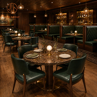 Ensemble de meubles de restaurant vintage Ron Group, sièges en cuir personnalisés, chaise rembourrée, table ronde en marbre