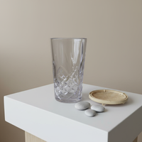 Vaso de Agua Clásico de Plástico PC Irrompible de 400 ml, Libre de BPA, Transparente, Corte Diamante, Apto para Lavavajillas, para Restaurantes y Hoteles