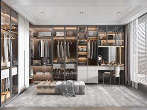 High Quality Luxury Modern Wardrobe Cloakroom with Easy-to-Assemble Custom-Size Dressing <b>Table</b> - Product Image 2