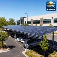 Kit complet de système de montage de carport solaire H2 Solar, colonnes en acier, rails en aluminium, pinces, accessoires