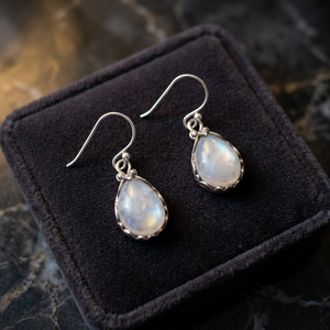 Pendientes de plata de ley 925 con piedra lunar de arcoíris, joyería elegante con piedra lunar Natural - Product Image 5