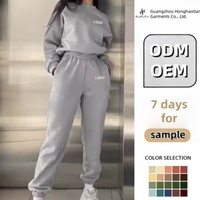 ODM OEM Kustom Set Pakaian Olahraga Wanita 2-Potong Ramah Lingkungan Anti Angin, Kerah Bulat, Tracksuit Santai untuk Gym