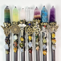Baguette Magique en Cristal Naturel Faite à la Main, Sceptre Magique en Pierre Précieuse pour Décoration Spirituelle et Cadeau (Vente en Gros)