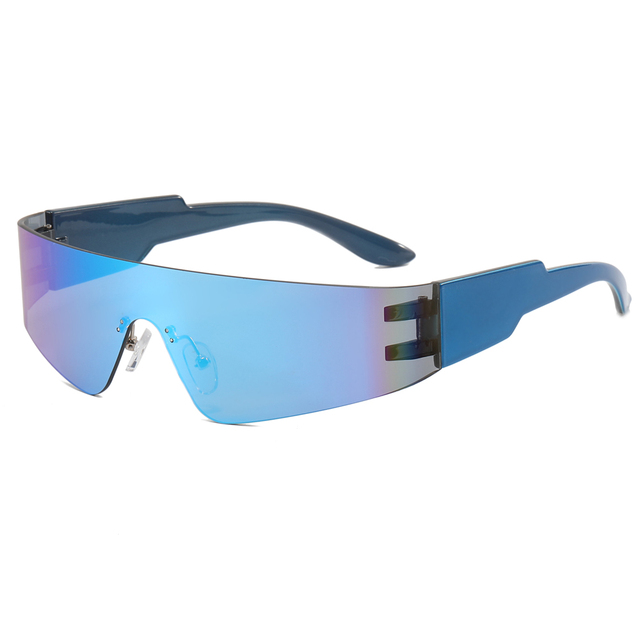 Superhot Eyewear 28061 Fashion Cyberpunk New Futuristic Wrap Around Y2K One Piece Lens Rimless Sport Sunglasses