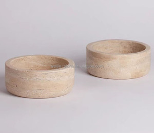 Bester Preis Haustier Katzen und Hunde Schüssel Beige Travertin Marmor Schüssel - Product Image 1