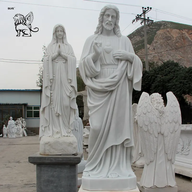 Buitensteen Met De Hand Gesneden Levensgrote Natuurlijke Religieuze Sculptuur Figuur Marmeren God Jezus Standbeeld Voor Kerk