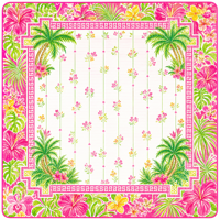 Alas Mahjong Anti Selip Motif Pohon Tropis Warna Pink, Cetak Kustom, Tanpa Bau, Bahan Karet, Dapat Digulung, untuk Permainan Poker, Permainan Papan, dan Hiburan Meja