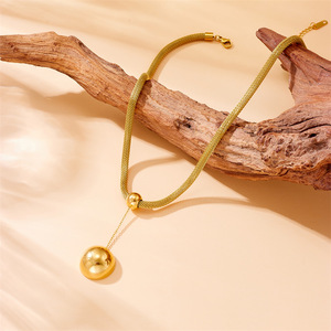 Nuevo Collar con Colgante de Bola de Acero Inoxidable Chapado en <span class=keywords><strong>Oro</strong></span> de <span class=keywords><strong>18</strong></span> Quilates, Antideslustre, para Mujer - Product Image 4