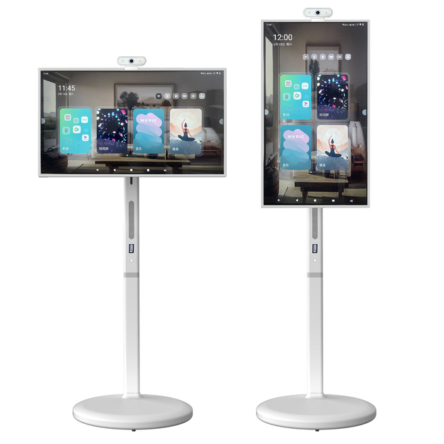 32-Inch Smart 4K Touch Screen Portable LCD TV with Rechargeable Battery Wireless Android for Indoor Restaurant & Hotel Use White