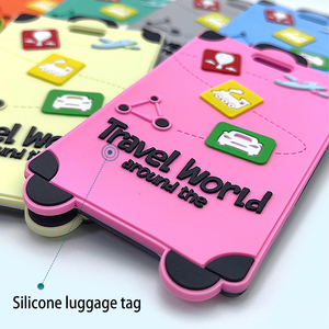 Étiquette de bagage personnalisée en silicone, porte-adresse en PVC pour valise, étiquettes d'embarquement en gros - Product Image 4
