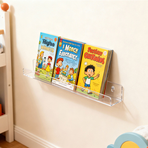 ชั้นวางอะคริลิคใส ชั้นวางลอยติดผนังแบบมองไม่เห็น ชั้นวางหนังสือเด็ก ชั้นวางโชว์หนังสือติดผนัง ขนาดสั่งทำได้ - Product Image 3