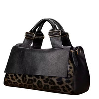 Sac pour femmes en cuir véritable à motif léopard classique exquis sac à poignée supérieure de grande capacité sac à imprimé léopard en peau de vache pour femmes