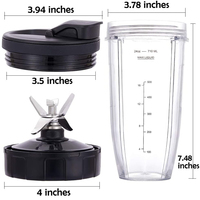 Gobelets pour smoothie de 24 oz avec couvercle à boire et à sceller, lame mâle premium à 7 ailettes, compatible avec les mélangeurs Ninja Auto IQ BL682-30 BL642 SS101