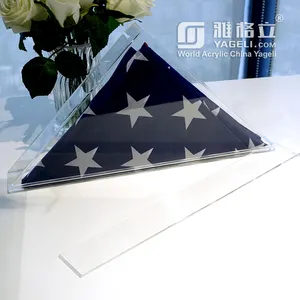 Casing pajangan bendera akrilik peringatan jelas terpasang di dinding kustom dengan tutup geser untuk pemakaman nasional