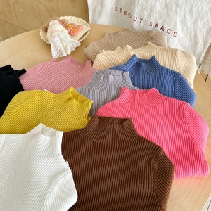 Tongxingyuan Girls' High Neck Knit Sweater Solid Color Cotton Autumn Winter Base Layer Children's Sweaters - Product Image 3