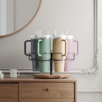 Support de rangement rotatif en métal avec base en bois pour gobelets Stanley et grandes bouteilles d'eau