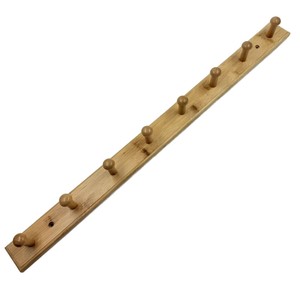 Bamboo Coat <b>Hooks</b> 8 Pegs Wall Mounted Entryway Rack Eco Friendly Solid Wood <b>Hook</b> <b>Rail</b> - Product Image 1