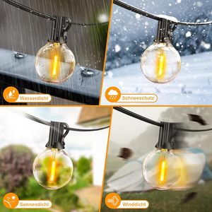 Luci Fatate da Esterno 50FT/100FT, Luci <span class=keywords><strong>LED</strong></span> Dimmerabili <span class=keywords><strong>con</strong></span> <span class=keywords><strong>Telecomando</strong></span>, 50 Lampadine Bianco Caldo - Product Image 2