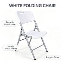 Chaise pliante en plastique blanc avec structure métallique - Portable et légère pour chambre, école, parc, événements, banquets, mariages, réunions
