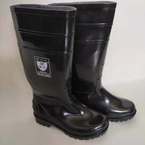 Botas de lluvia Zixi de punta redonda, impermeables, antideslizantes, de plástico SGS, con forro de piel sintética, moldeadas por inyección, negras, de caña alta para hombre. - Product Image 3