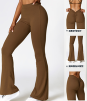 Ensembles de fitness avec LOGO personnalisé Pantalon de yoga évasé large pour femmes Leggings de danse à cloche extensible et respirant pour femmes