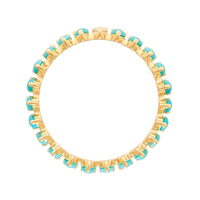 Bague en turquoise Gemnel, argent sterling 925, vermeil or jaune 18 carats, bague éternité en turquoise pour femme