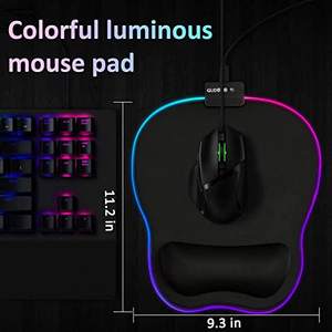 แผ่นรองเมาส์ RGB ตามหลักสรีรศาสตร์,พร้อมผ้าทำมิลค์ไ<span class=keywords><strong>ฟ</strong></span>เบอร์และแผ่นรอง<span class=keywords><strong>เมาส์</strong></span>สำหรับเล่นเกมฐานยางกันลื่นพร้อมแผ่นรอง<span class=keywords><strong>เมาส์</strong></span> RGB ดีไซน์ที่พักข้อมือ - Product Image 2