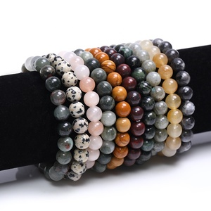 <span class=keywords><strong>Bracelet</strong></span> élastique en pierres précieuses naturelles authentiques : Améthyste, Aigue-marine, Apatite, Labradorite, Malachite, Pierre de Lune, perles rondes de 8 mm - Product Image 4