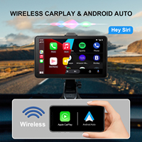 Autoradio portable avec CarPlay sans fil et Android Auto, lecteur multimédia à écran tactile IPS de 7 pouces avec Bluetooth/Siri/AUX/FM