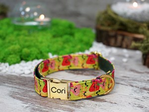 Collar personalizado de cuero con estampado floral, estampado personalizado, collar de perro pequeño, mediano y grande - Product Image 6