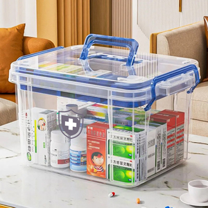 Boîte de rangement pour médicaments transparente en PP pour toute la maison, détachable, à deux niveaux, trousse médicale portable, design classique, capacité de 10 à 20 L - Product Image 2