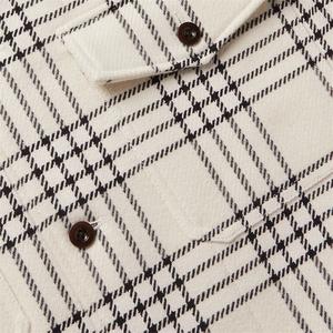 Camisa de Franela Tweed Personalizada para <span class=keywords><strong>Hombre</strong></span>, Camisa Informal de Punto Transpirable con Dos Bolsillos de Parche para la Temporada de Otoño - Product Image 5