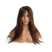 Peluca de Cabello Humano Virgen Brasileño con Color Degradado en la Parte Superior, de Seda Natural, con Encaje Transparente y Clips