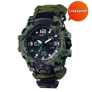 JinTeng Wholesale Dual Display Electronic Tactical Watch Whistle Ignition Compass Thermometer Watch Men's Outdoor Watch